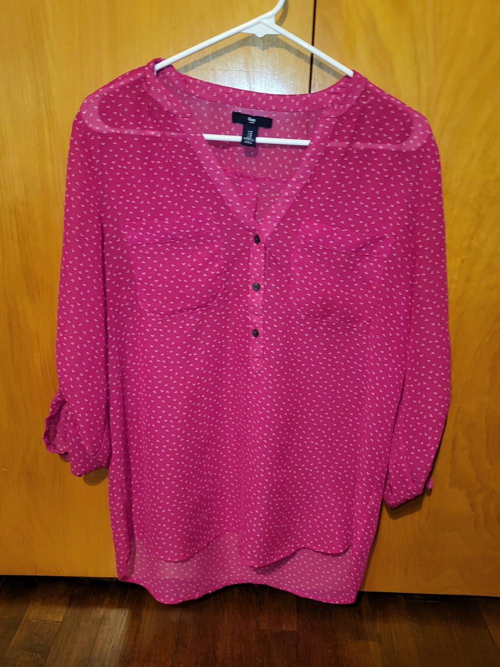 GAP Fuchsia Pink V-Neck Button Front Blouse